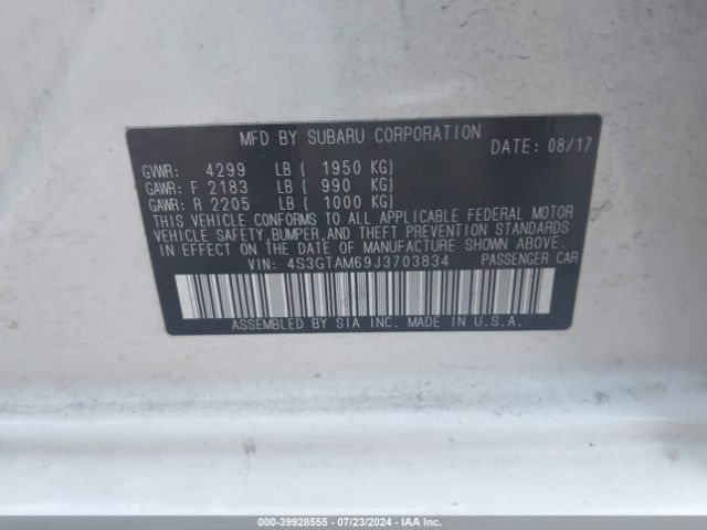 4S3GTAM69J3703834 Subaru Impreza 2.0i Sport