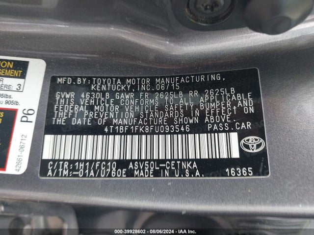 Toyota CAMRY LE 2015 4T1BF1FK8FU093546 Image 9