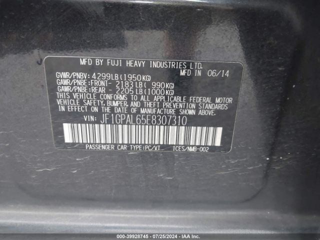 JF1GPAL65E8307310 Subaru Impreza 2.0i Sport Premium