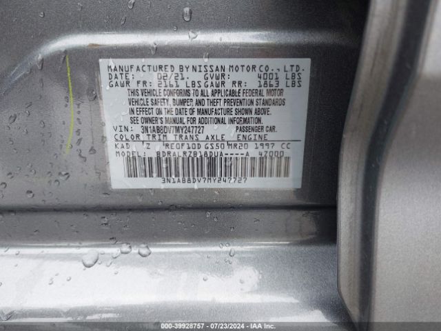 3N1AB8DV7MY247727 Nissan Sentra Sr Xtronic Cvt