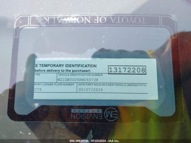 39928794 :رقم المزاد ، WZ1DB0G06RW065738 vin ، 2024 Toyota Gr Supra 45th Anniversary Edition مزاد بيع