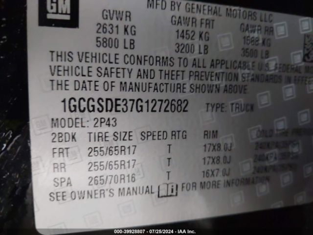 1GCGSDE37G1272682 Chevrolet Colorado Z71
