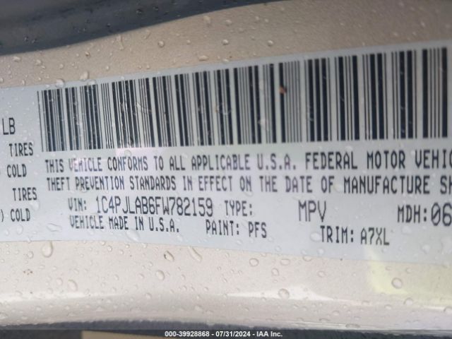 1C4PJLAB6FW782159 Jeep Cherokee Sport