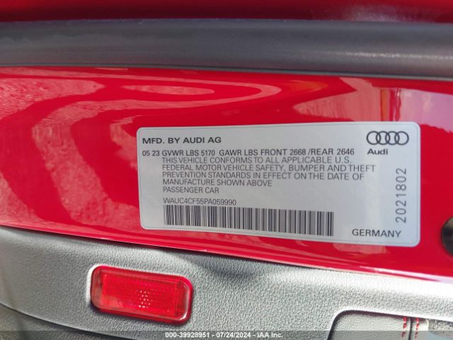 WAUC4CF55PA059990 Audi S5 Sportback Premium Plus Tfsi Quattro Tiptronic