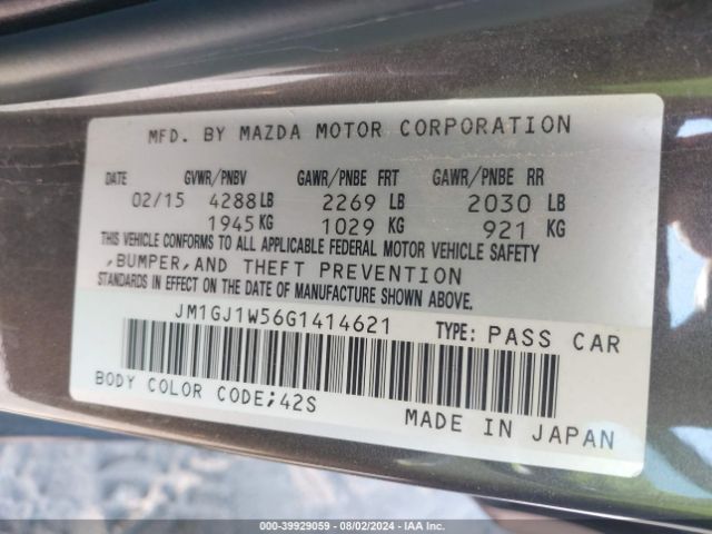 JM1GJ1W56G1414621 Mazda Mazda6 I Grand Touring