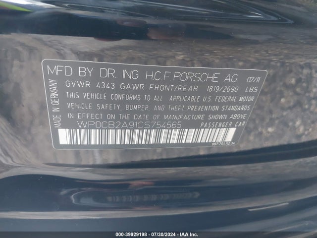 2012 PORSCHE 911 WP0CB2A91CS754565 Photo 8