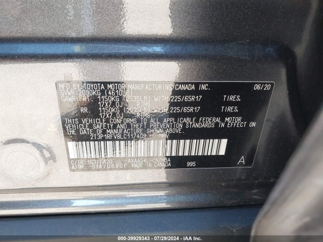Toyota Rav4 Xle 2020 2T3P1RFV8LC117409 Image 9