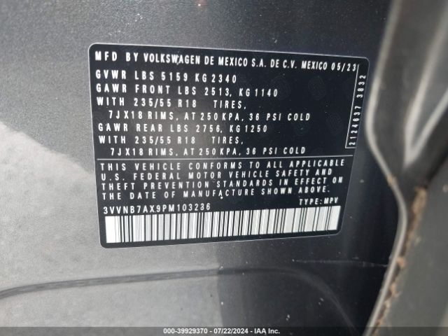 3VVNB7AX9PM103236 Volkswagen Tiguan 2.0t Se