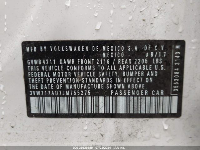 3VW717AU7JM755275 Volkswagen Golf Sportwagen Tsi S