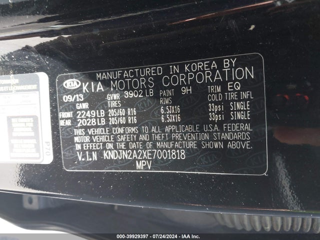 KIA Soul 2014 KNDJN2A2XE7001818 Image 9