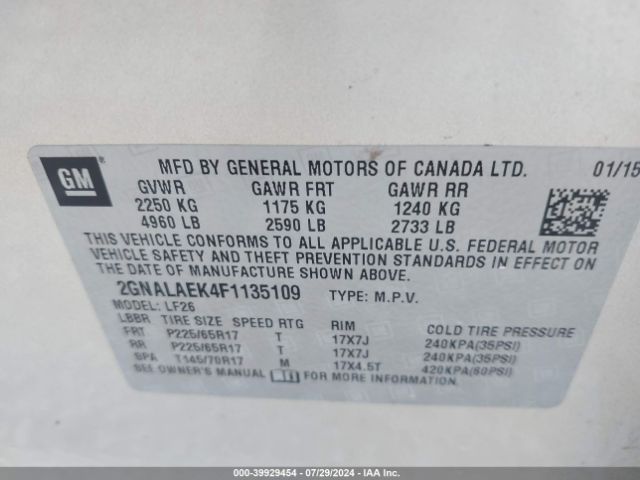 2GNALAEK4F1135109 Chevrolet EQUINOX LS