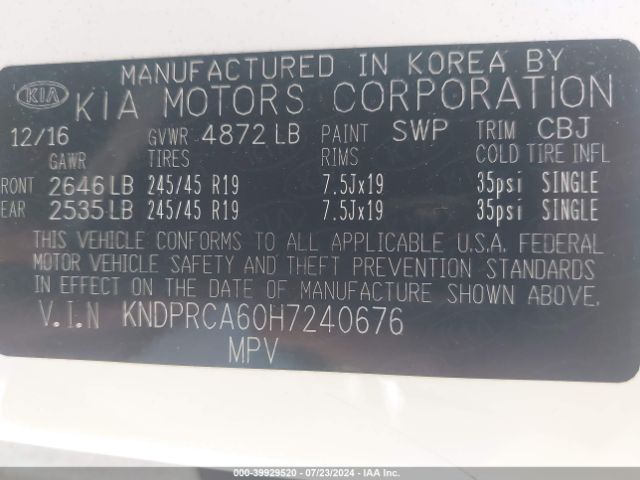 KNDPRCA60H7240676 KIA Sportage Sx Turbo