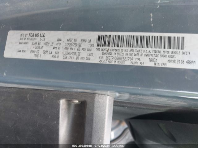 3C6TRVDG0KE521714 RAM Promaster 2500 High Roof 159 Wb