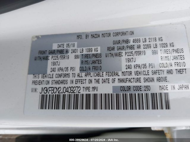 JM3KFBCM2J0409272 Mazda Cx-5 Touring