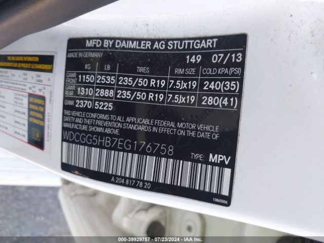 WDCGG5HB7EG176758 Mercedes-Benz GLK 350