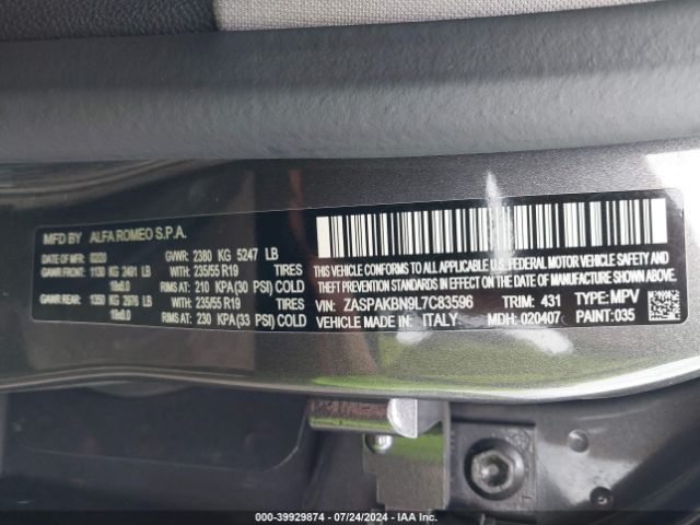 ZASPAKBN9L7C83596 Alfa Romeo Stelvio Ti Awd