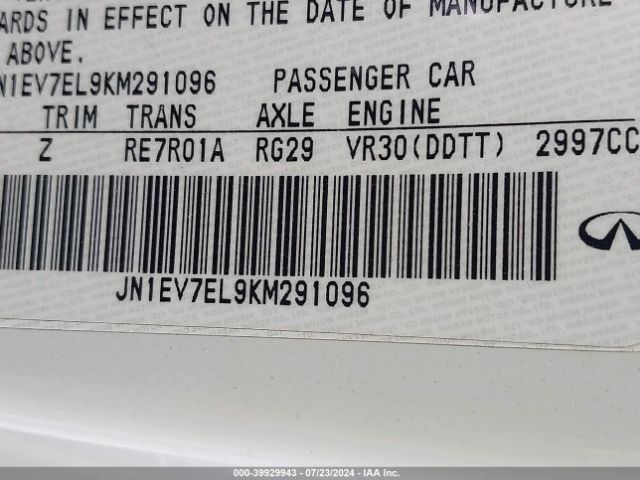 JN1EV7EL9KM291096 Infiniti Q60 3.0t Luxe