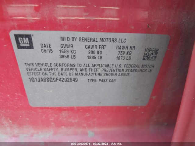 1G1JA6SG9F4202649 Chevrolet Sonic Ls Auto