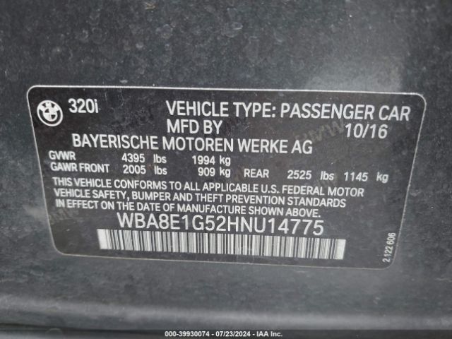 WBA8E1G52HNU14775 BMW 320i