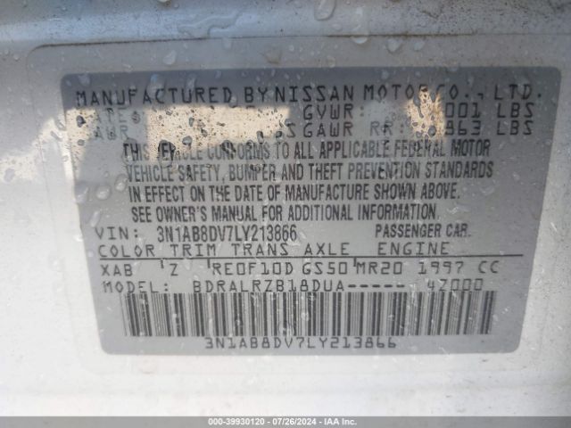 3N1AB8DV7LY213866 Nissan Sentra Sr Xtronic Cvt