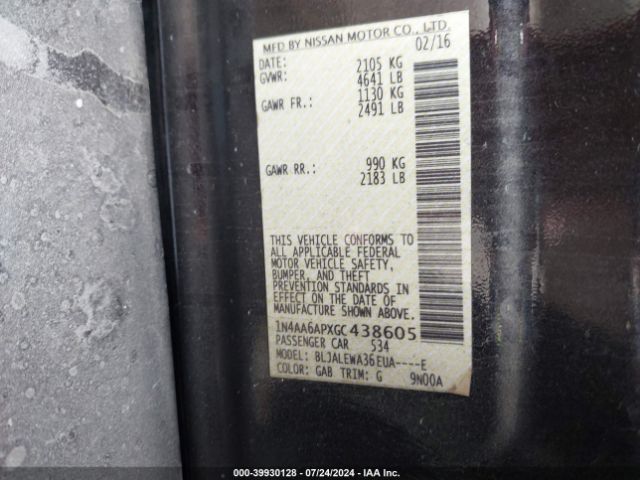 1N4AA6APXGC438605 Nissan Maxima 3.5 Sl