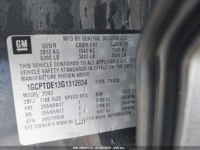 1GCPTDE13G1312834 Chevrolet Colorado Z71