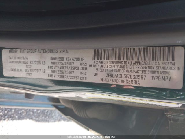 ZFBCFACH5FZ030587 Fiat 500l Lounge
