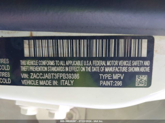 ZACCJABT3FPB39386 Jeep Renegade Latitude