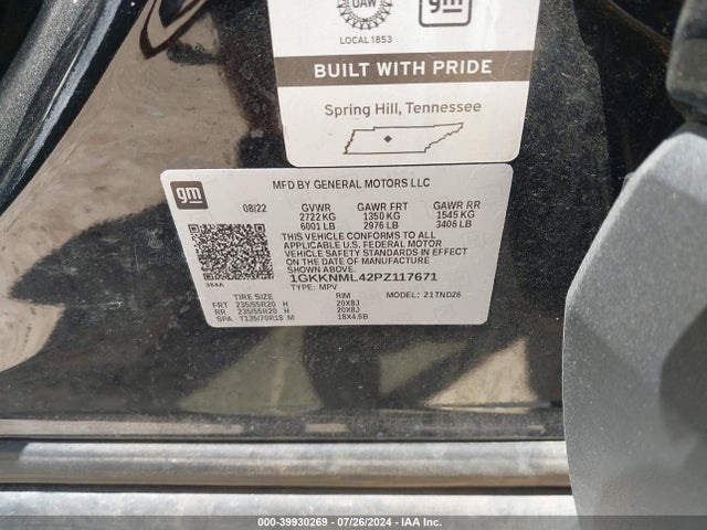1GKKNML42PZ117671 GMC Acadia Fwd Slt