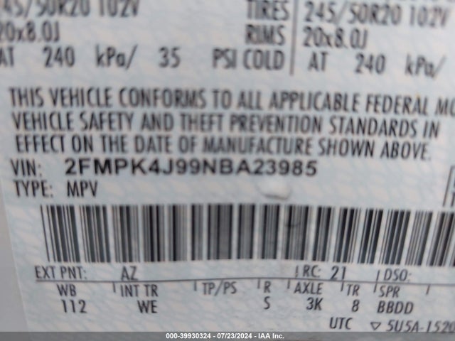 Ford Edge St-line 2022 2FMPK4J99NBA23985 Image 9