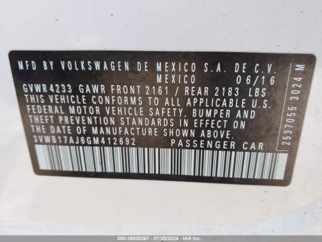 3VWB17AJ6GM412692 Volkswagen Jetta 1.8t Sport
