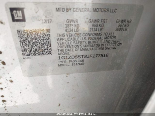 1G1ZD5ST8JF177516 Chevrolet MALIBU LT