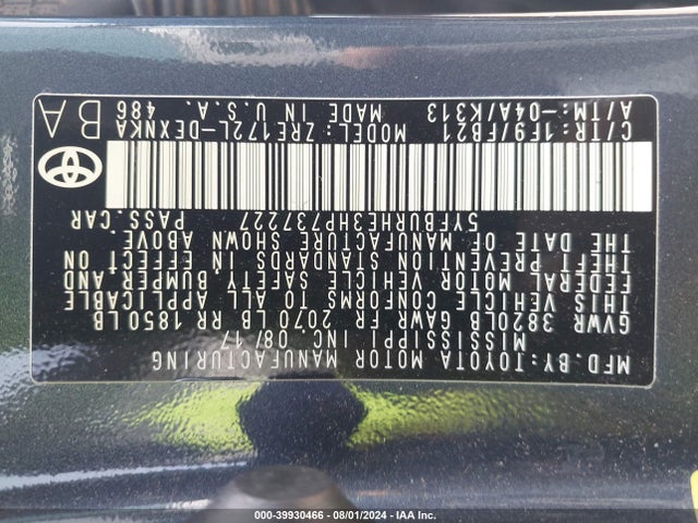 Toyota COROLLA LE 2017 5YFBURHE3HP737227 Image 9