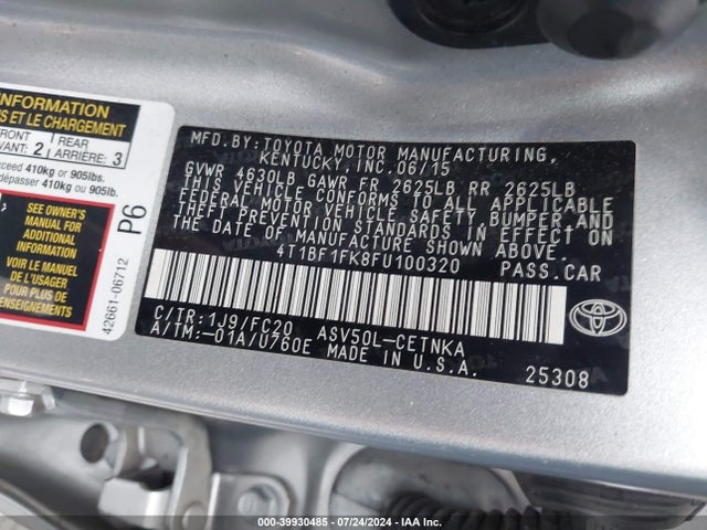 Toyota CAMRY LE 2015 4T1BF1FK8FU100320 Image 9