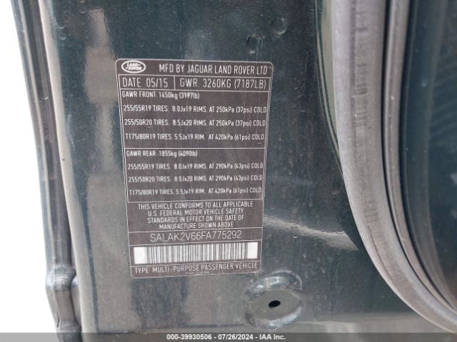 SALAK2V66FA775292 Land Rover LR4