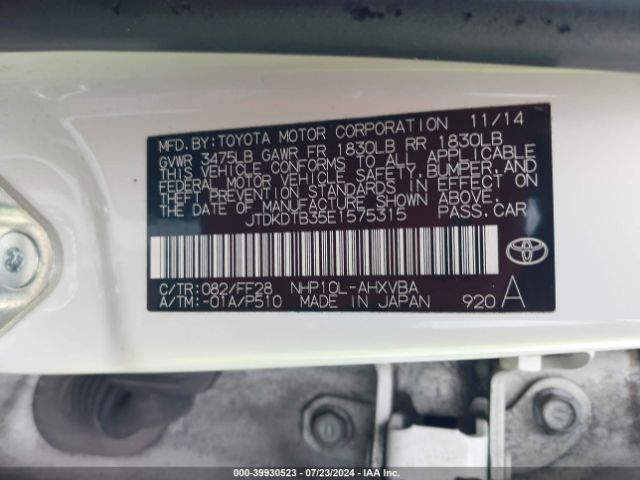 JTDKDTB35E1575315 Toyota Prius C Two
