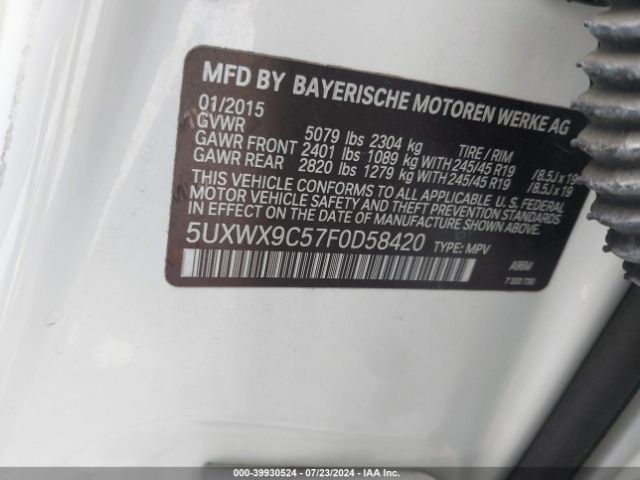 5UXWX9C57F0D58420 BMW X3 Xdrive28i