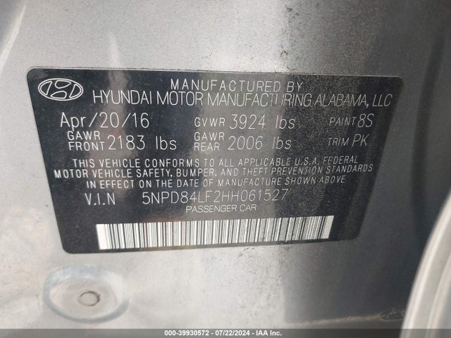 Hyundai ELANTRA SE 2017 5NPD84LF2HH061527 Image 9