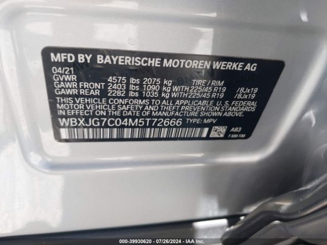 WBXJG7C04M5T72666 BMW X1 Sdrive28i