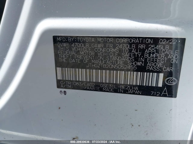JTHGZ1B20N5052455 Lexus Is 350 F Sport