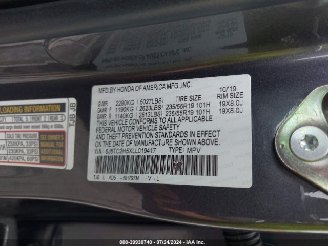 5J8TC2H5XLL019417 Acura Rdx Technology Package