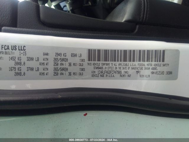 1C4RJFAG3FC747909 Jeep Grand Cherokee Altitude