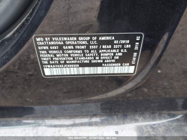 1VWAA7A3XJC026329 Volkswagen Passat 2.0t R-line/2.0t S