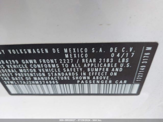 3VWL17AJ2HM374965 Volkswagen Jetta 1.8t Sel/1.8t Sel Premium