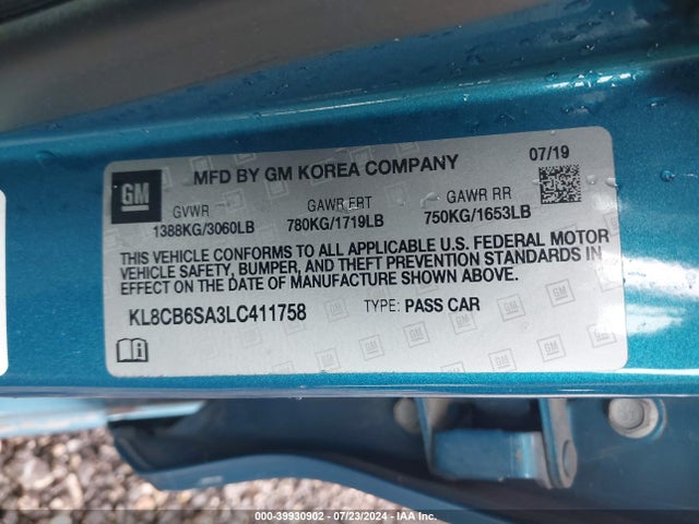 Chevrolet Spark Fwd Ls Automatic 2020 KL8CB6SA3LC411758 Image 9