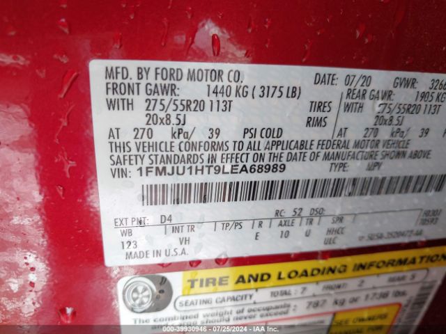1FMJU1HT9LEA68989 Ford Expedition Xlt