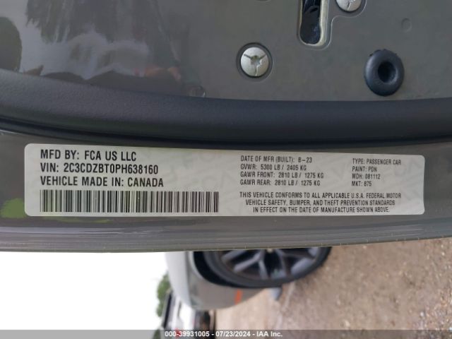 2C3CDZBT0PH638160 Dodge 2023