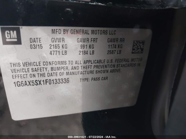 1G6AX5SX1F0133336 Cadillac CTS LUXURY
