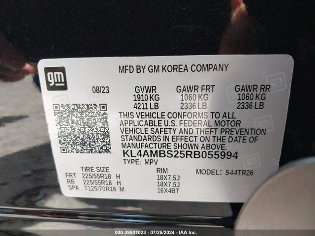 KL4AMBS25RB055994 Buick Encore Gx Preferred Fwd
