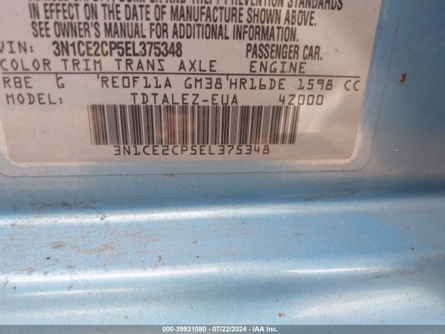 Nissan Versa Note Sv 2014 3N1CE2CP5EL375348 Image 9